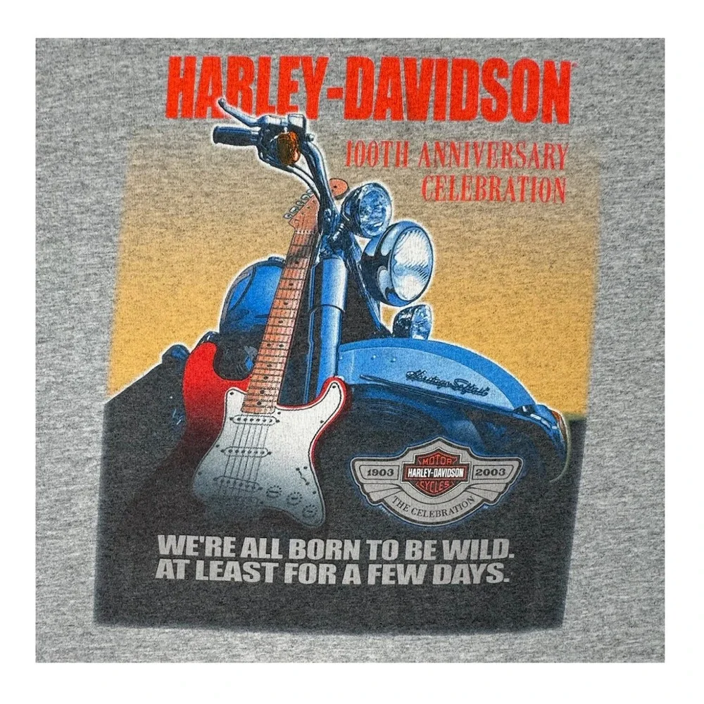 Vtg Harley-Davidson Shirt 100th Anniversary Celebration Party Milwaukee 2003 XXL